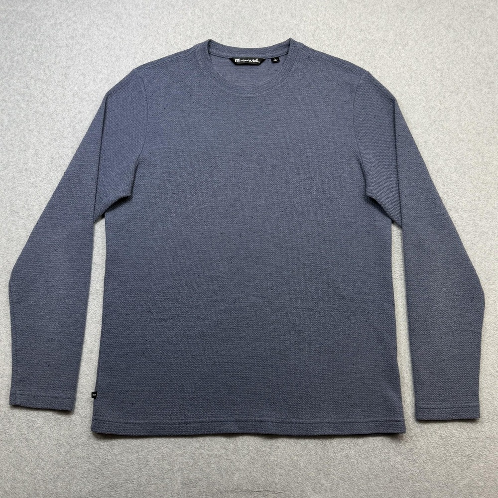 Travis Mathew Cloud Waffle Crew Sweater Mens Large Blue Thermal Pullover Casual